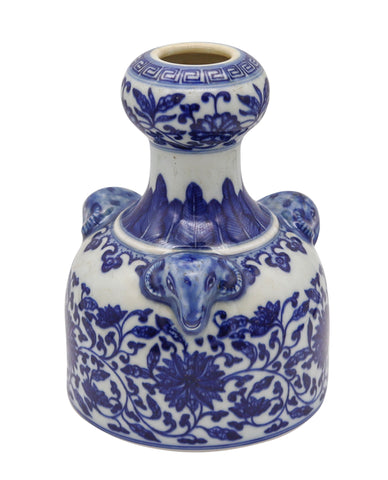 CHINA 1780 Qing Dynasty Antique Porcelain QianLong Mark Vase w/ Rams Heads