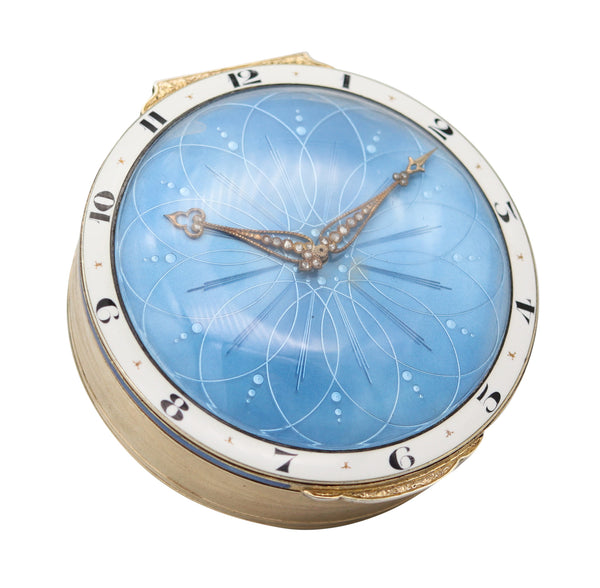 JACQUES-TURRETTINI Geneva 1904 Guilloche Enameled Desk Box-Clock Sterling