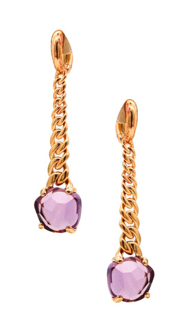 POMELLATO Dangle Drop Lola Earrings In 18Kt Yellow Gold With Purple Amethysts