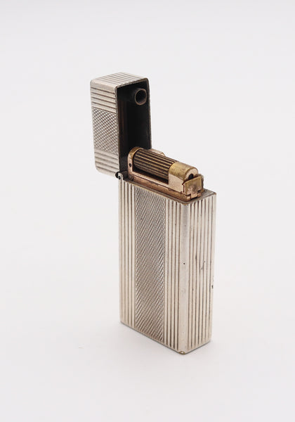 DUPONT 1945 Tall Roller Petrol Pocket Lighter In Plated Sterling