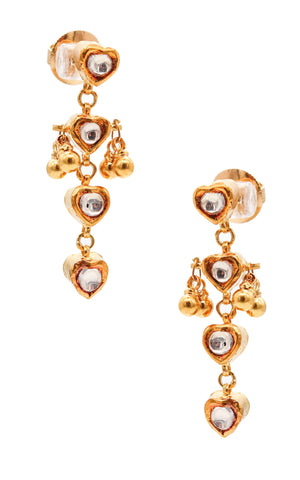 MUGHAL Vintage Dangle Drops Earrings In 22Kt Yellow Gold With Rock Quartz