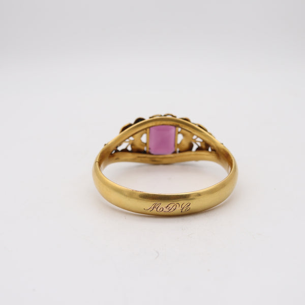 W & S BLACKINGTON 1900 Art-Nouveau Gilt Foliage Bangle Bracelet With Amethysts