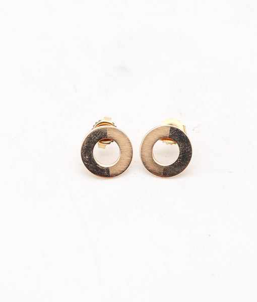 BETTY COOKE 1970 Modernist Geometric Circular Studs Earrings In 14Kt Yellow Gold