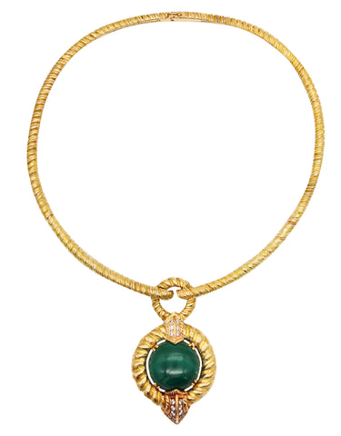 CHAUMET 1970 Paris Collar Necklace In 18Kt With 26.40 Cts In Diamonds & Malachite