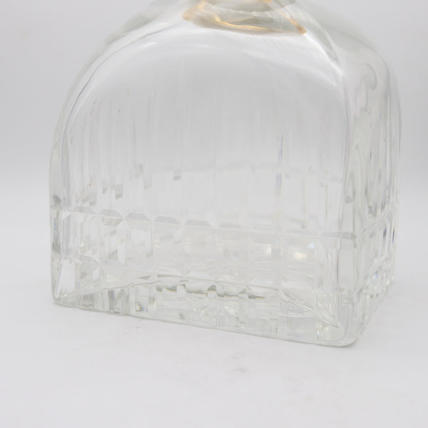 CARTIER France 1980 Hand-Cut Crystal Liquor Bottle With Gilt Gold Collar
