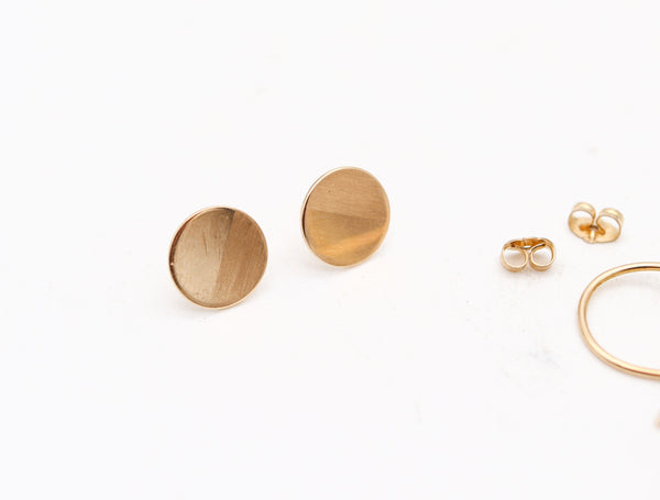 BETTY COOKE 1970 Modernist Convertible Studs Earrings In 14Kt Yellow Gold