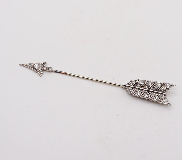 -Bailey Banks & Biddle 1925 Art Deco Arrow Jabot In Platinum 18Kt And Diamonds