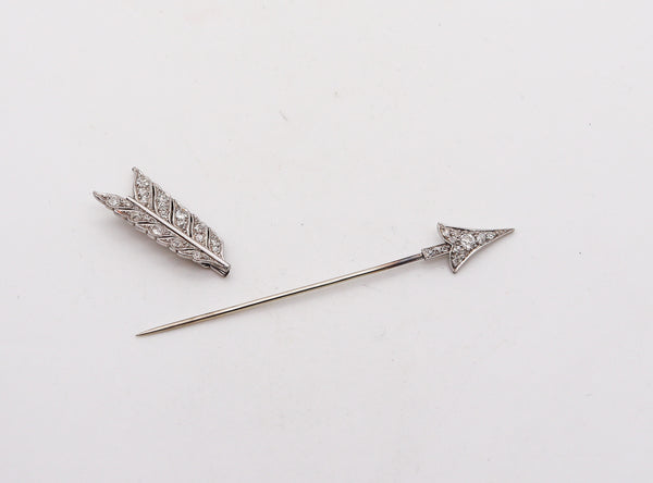 -Bailey Banks & Biddle 1925 Art Deco Arrow Jabot In Platinum 18Kt And Diamonds