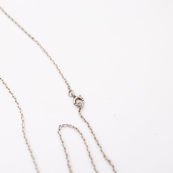 ART-DECO 1920 Antique Necklace In Platinum With Blue Sapphires & Diamonds