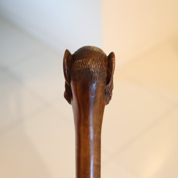 ART-DECO 1930 Monkey Shaped Cane In Carved Wood With Movable Mouth