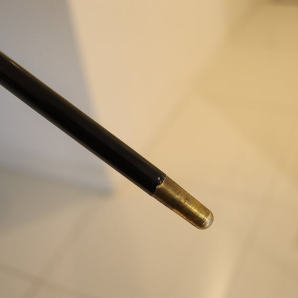EDWARDIAN 1900 Dog Shaped Cane In Ebonized Black Wood & Sterling Silver