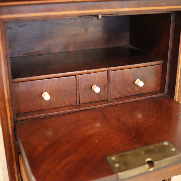 AMERICAN 1820 Miniature Secrétaire Jewelry Box With Drawers In Mahogany Wood