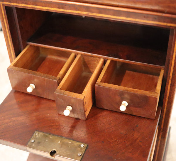 AMERICAN 1820 Miniature Secrétaire Jewelry Box With Drawers In Mahogany Wood