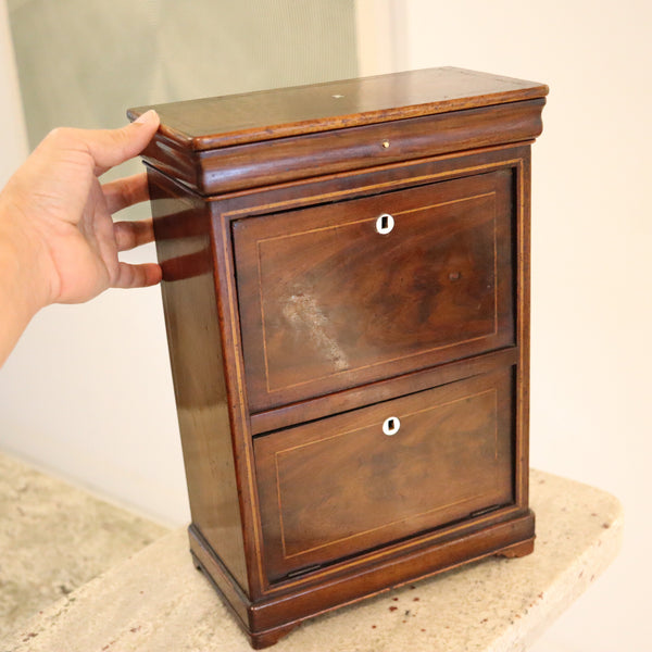 AMERICAN 1820 Miniature Secrétaire Jewelry Box With Drawers In Mahogany Wood