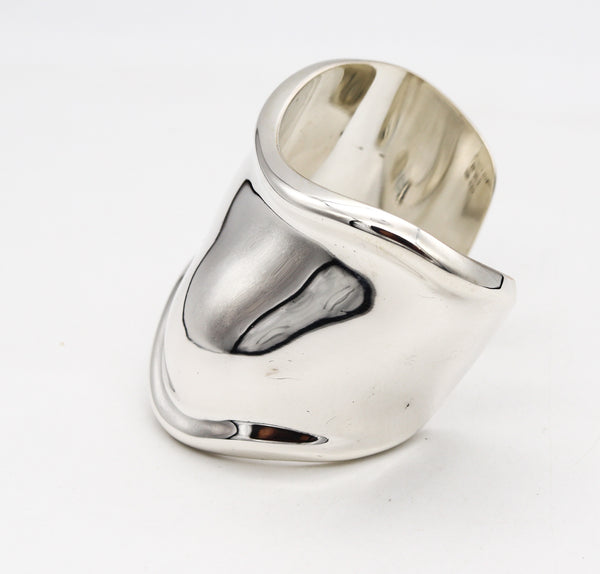 -Tiffany & Co By Elsa Peretti Rare Vintage Medium LEFT Bone Cuff In .925 Sterling Silver