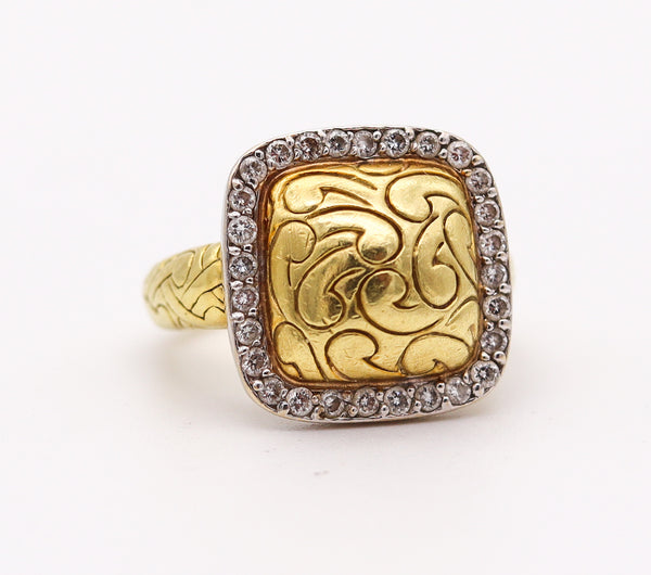 CARLO VIANI Sculptural ring In 18Kt Yellow Gold With Round Diamonds