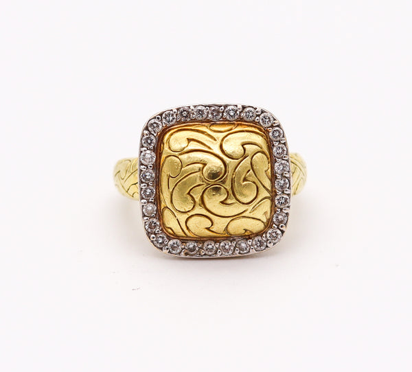 CARLO VIANI Sculptural ring In 18Kt Yellow Gold With Round Diamonds