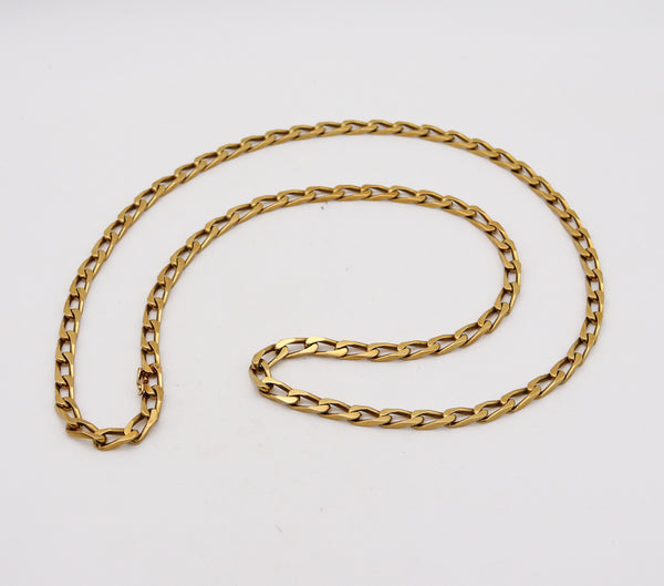 -Italian 1970 Modernist Long Necklace Chain In Solid 18Kt Yellow Gold