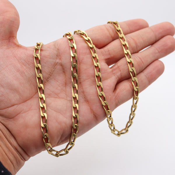 -Italian 1970 Modernist Long Necklace Chain In Solid 18Kt Yellow Gold