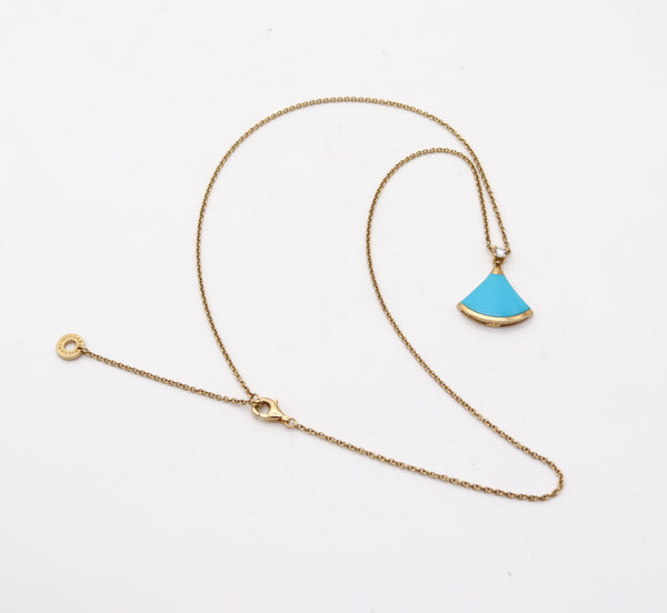 BVLGARI Roma Divas Necklace Chain In 18Kt Yellow Gold With Turquoise & Diamond