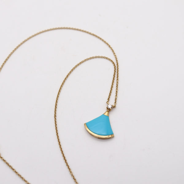 BVLGARI Roma Divas Necklace Chain In 18Kt Yellow Gold With Turquoise & Diamond