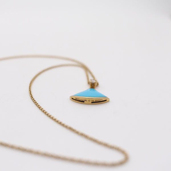 BVLGARI Roma Divas Necklace Chain In 18Kt Yellow Gold With Turquoise & Diamond