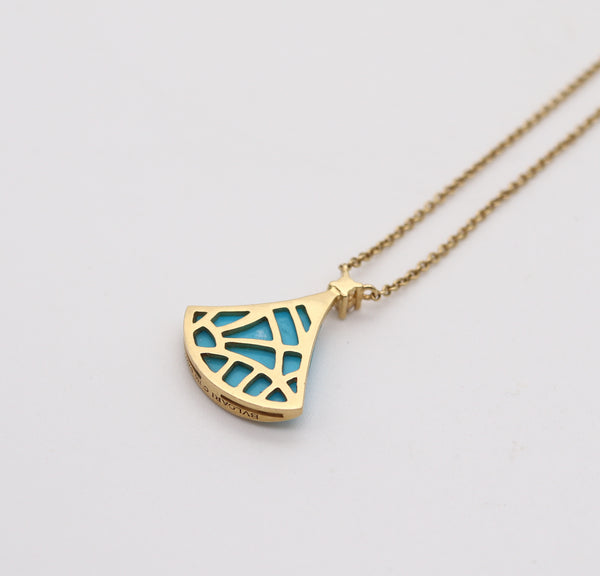 BVLGARI Roma Divas Necklace Chain In 18Kt Yellow Gold With Turquoise & Diamond