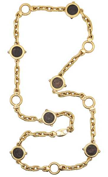 FRATELLI TERZIANI 330 AD Roman Coins Station Necklace In Solid 18Kt Yellow Gold