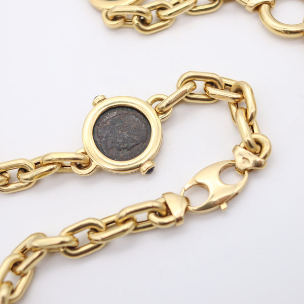 FRATELLI TERZIANI 330 AD Roman Coins Station Necklace In Solid 18Kt Yellow Gold