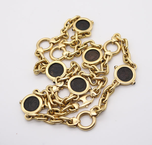 FRATELLI TERZIANI 330 AD Roman Coins Station Necklace In Solid 18Kt Yellow Gold