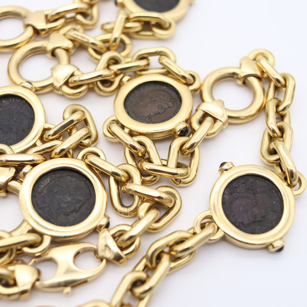 FRATELLI TERZIANI 330 AD Roman Coins Station Necklace In Solid 18Kt Yellow Gold