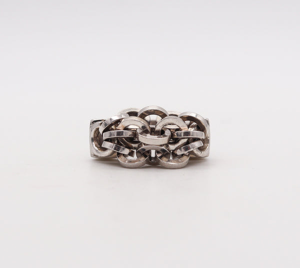 -Pianegonda Sculptural Chained Cocktail Ring In Solid .925 Sterling Silver