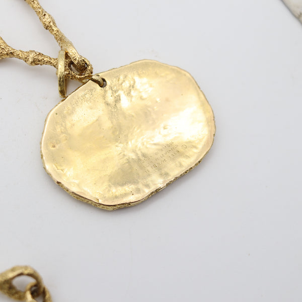 GEORGE BRAQUE Paris 1963 Sculptural Procris Necklace In 18Kt Gold With Enamel