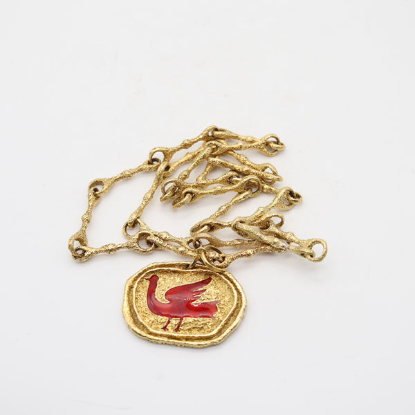 GEORGE BRAQUE Paris 1963 Sculptural Procris Necklace In 18Kt Gold With Enamel