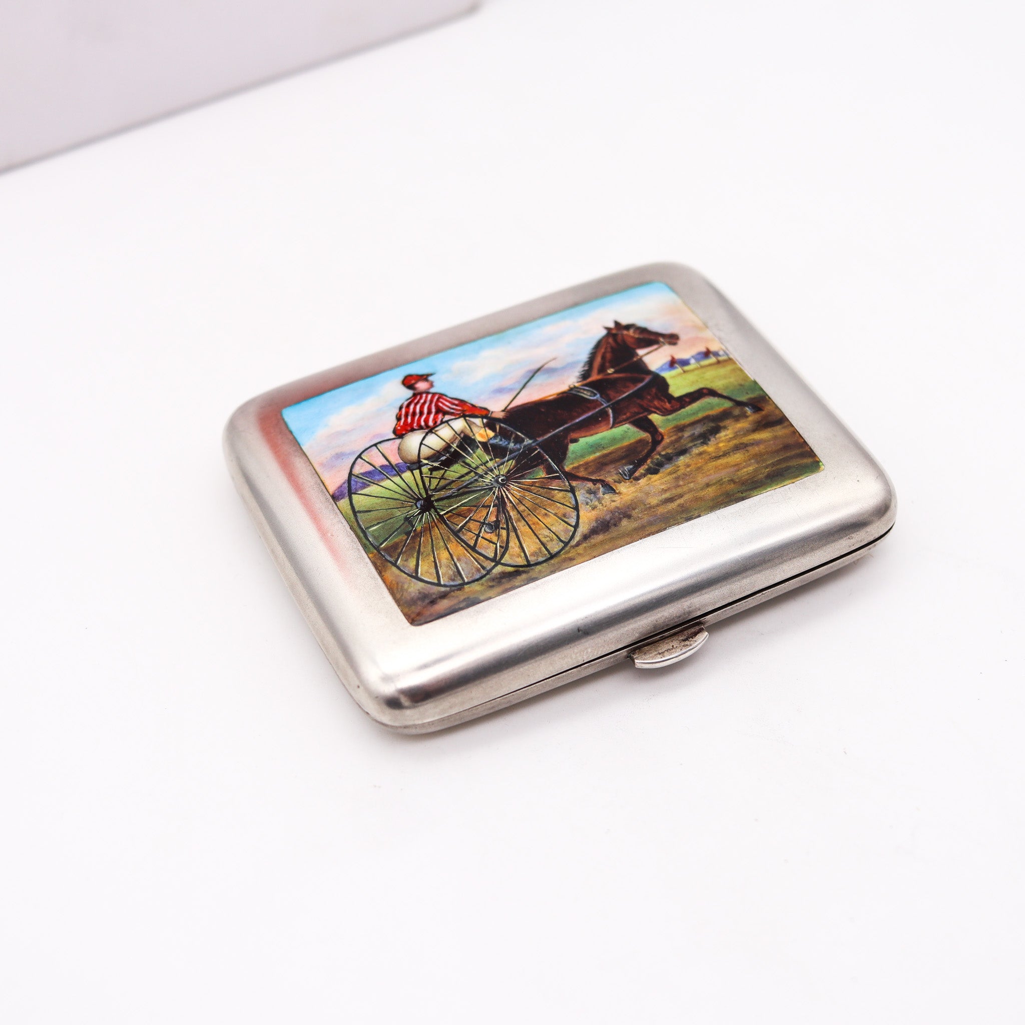Edwardian 1905 German Enameled Cigarette Case Box In Solid .800 Silver –  Treasure Fine Jewelry