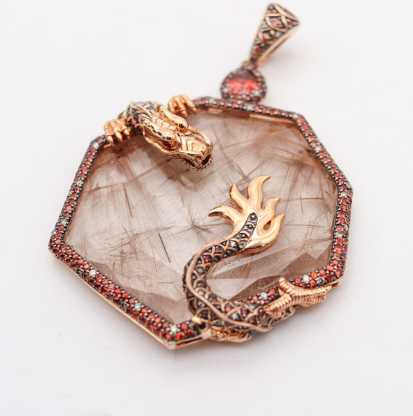 -John Hardy Cinta Dragon Pendant In 18Kt Gold With Sapphires Quartz And Diamonds