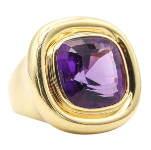 TIFFANY & CO. 1985 Paloma Picasso Square Cocktail Ring In 18Kt Gold & Amethyst