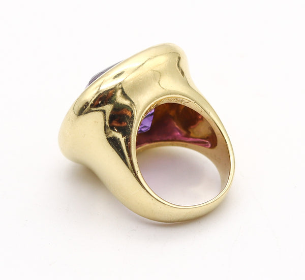 TIFFANY & CO. 1985 Paloma Picasso Square Cocktail Ring In 18Kt Gold & Amethyst