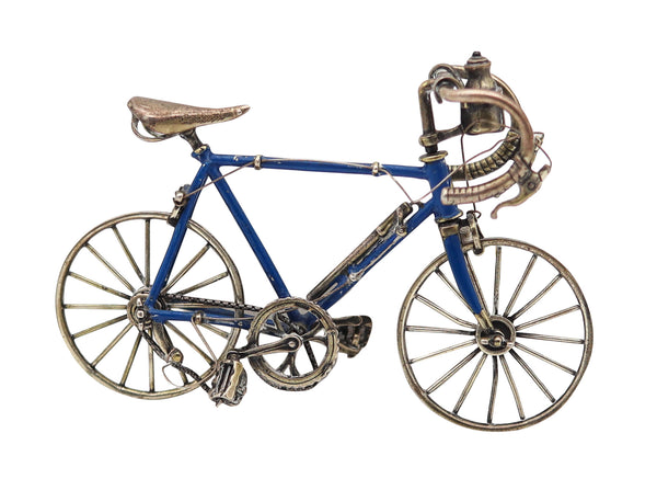 BICYCLE 1960 Italian Superb Scale Model In .925 Sterling Silver With Blue Enamel