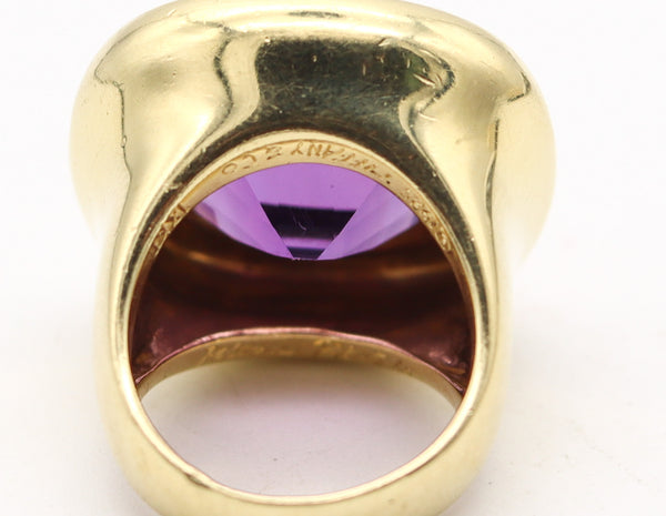 TIFFANY & CO. 1985 Paloma Picasso Square Cocktail Ring In 18Kt Gold & Amethyst