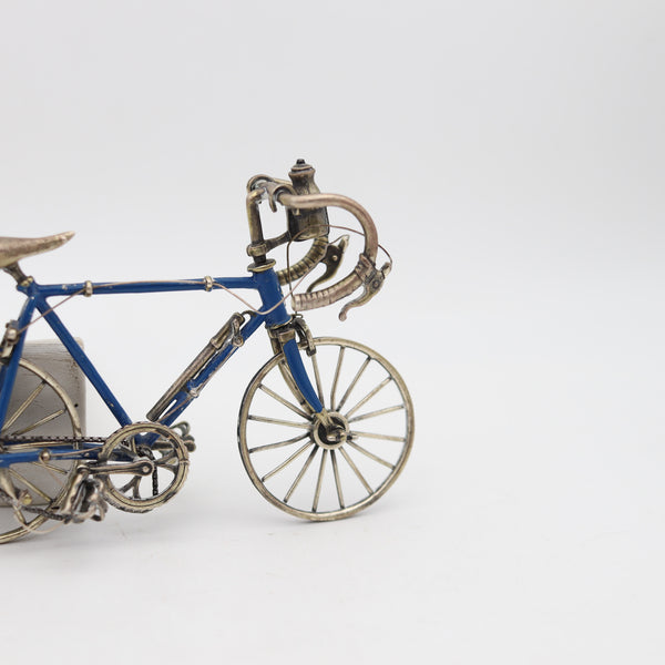 BICYCLE 1960 Italian Superb Scale Model In .925 Sterling Silver With Blue Enamel