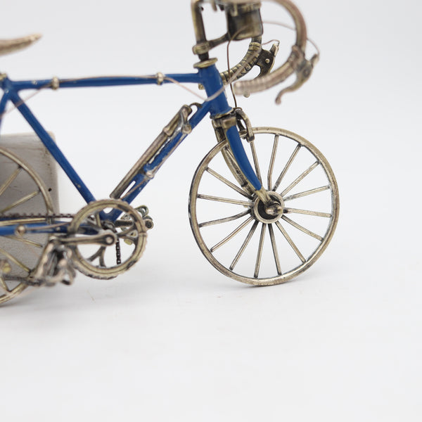 BICYCLE 1960 Italian Superb Scale Model In .925 Sterling Silver With Blue Enamel