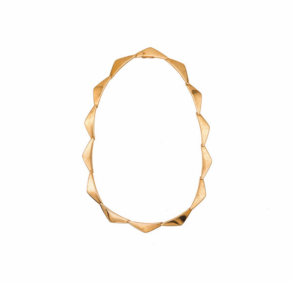 -Bent Gabrielsen 1960 For Hans Hansen Denmark Geometric Peak Necklace In 14Kt Yellow Gold
