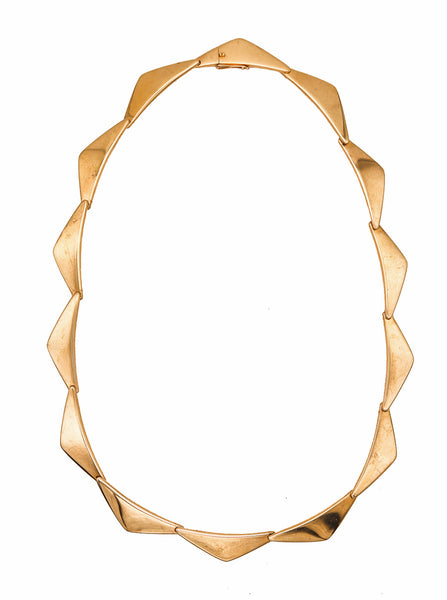 -Bent Gabrielsen 1960 For Hans Hansen Denmark Geometric Peak Necklace In 14Kt Yellow Gold