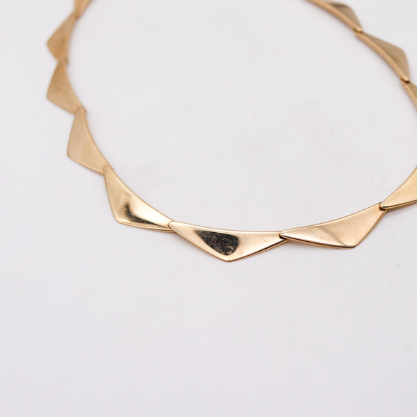 -Bent Gabrielsen 1960 For Hans Hansen Denmark Geometric Peak Necklace In 14Kt Yellow Gold