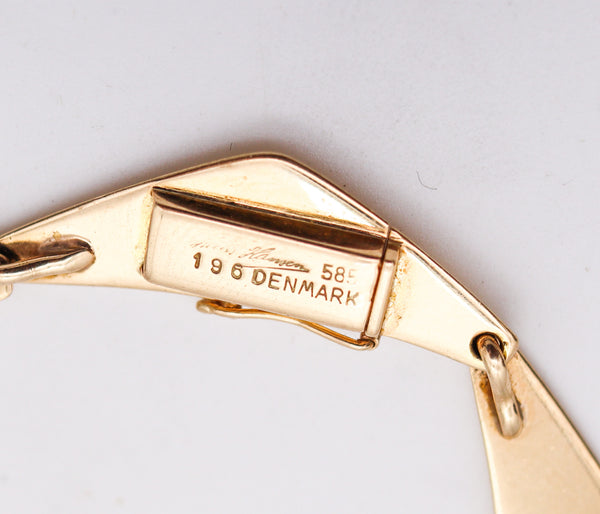 -Bent Gabrielsen 1960 For Hans Hansen Denmark Geometric Peak Necklace In 14Kt Yellow Gold
