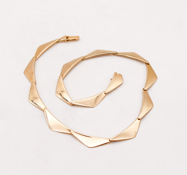 -Bent Gabrielsen 1960 For Hans Hansen Denmark Geometric Peak Necklace In 14Kt Yellow Gold