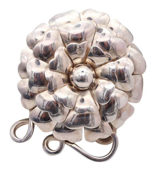 PAT AREIAS 1980 Floral Motif Pendant-Brooch In .925 Sterling Silver