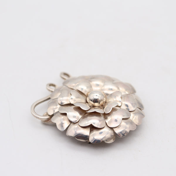PAT AREIAS 1980 Floral Motif Pendant-Brooch In .925 Sterling Silver