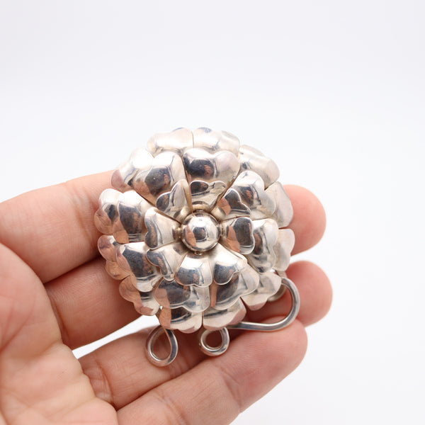PAT AREIAS 1980 Floral Motif Pendant-Brooch In .925 Sterling Silver